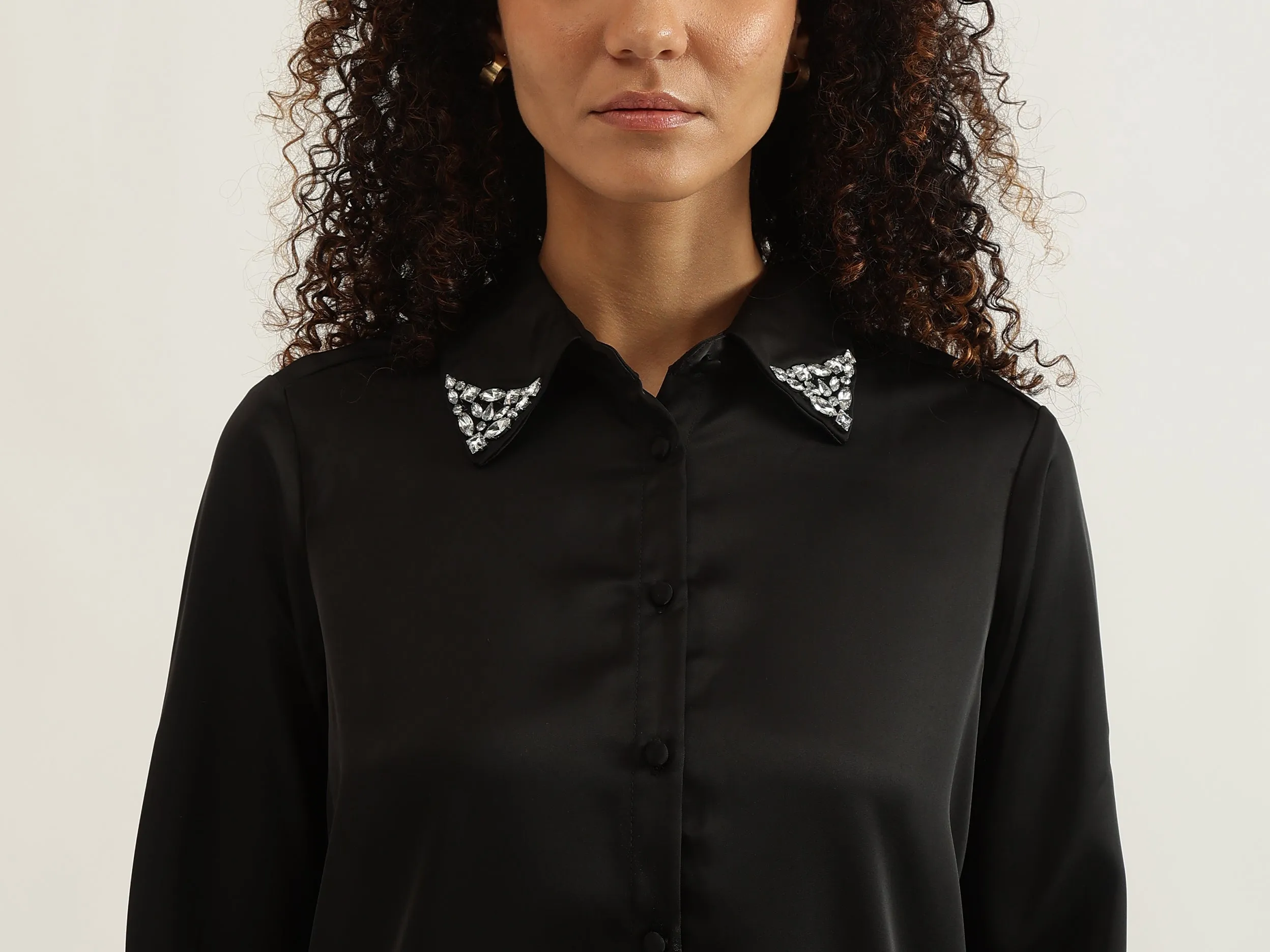 Spread Collar Solid Shirt