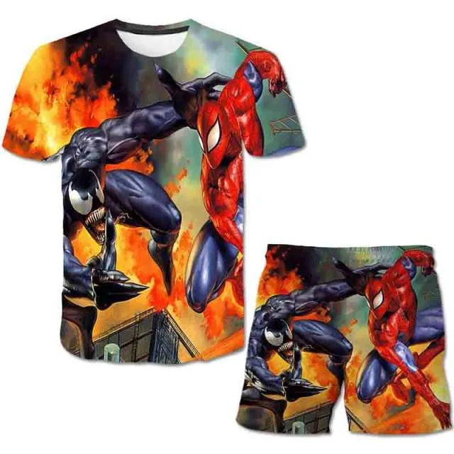 Superhero T-Shirt Costume Hulk - Spiderman Kids Boys Clothes Anime Costume Children Tops   Shorts Set 4, 5, 6, 9, 10, 11-14 Year