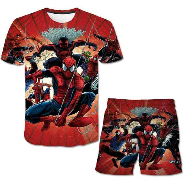 Superhero T-Shirt Costume Hulk - Spiderman Kids Boys Clothes Anime Costume Children Tops   Shorts Set 4, 5, 6, 9, 10, 11-14 Year