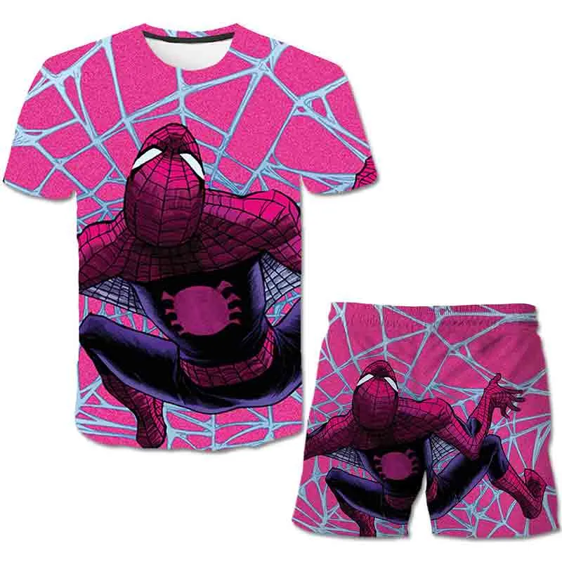 Superhero T-Shirt Costume Hulk - Spiderman Kids Boys Clothes Anime Costume Children Tops   Shorts Set 4, 5, 6, 9, 10, 11-14 Year