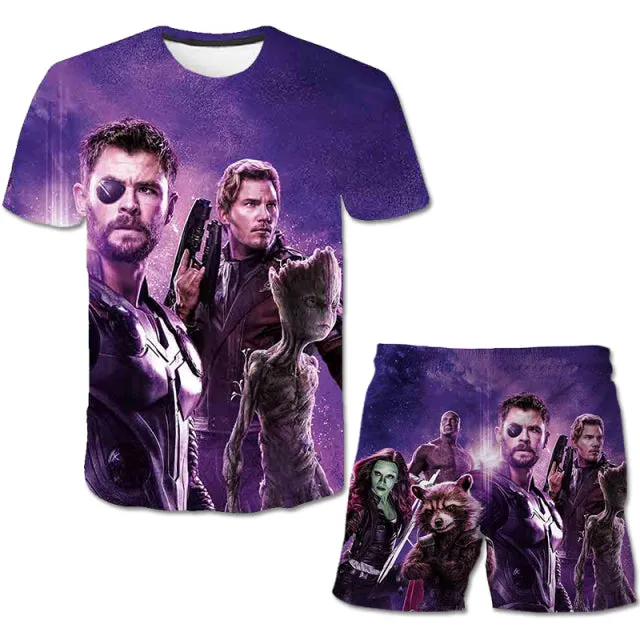 Superhero T-Shirt Costume Hulk - Spiderman Kids Boys Clothes Anime Costume Children Tops   Shorts Set 4, 5, 6, 9, 10, 11-14 Year