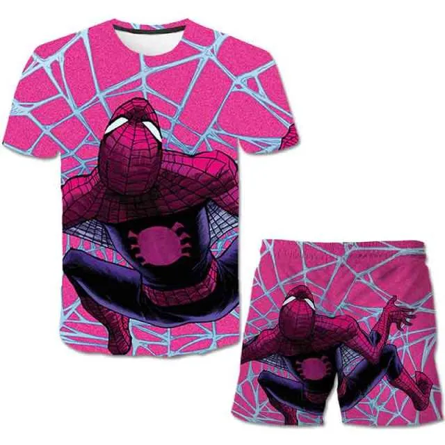 Superhero T-Shirt Costume Hulk - Spiderman Kids Boys Clothes Anime Costume Children Tops   Shorts Set 4, 5, 6, 9, 10, 11-14 Year