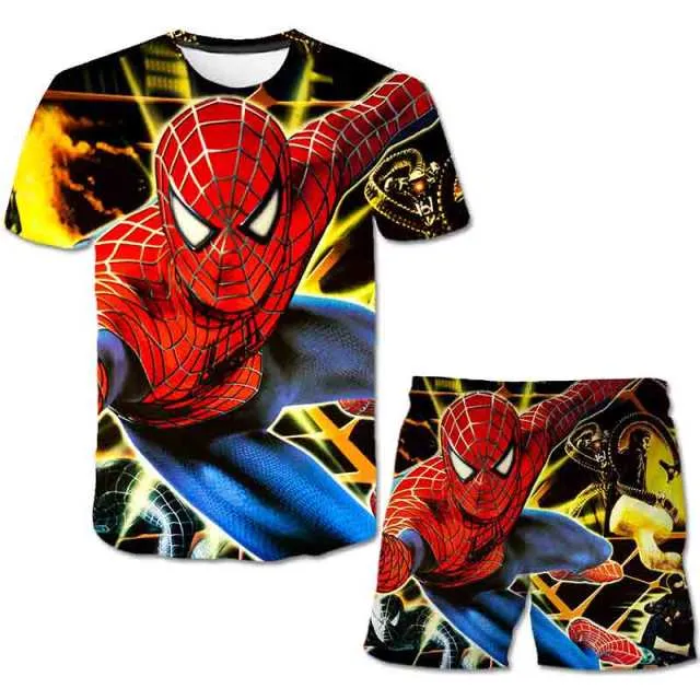 Superhero T-Shirt Costume Hulk - Spiderman Kids Boys Clothes Anime Costume Children Tops   Shorts Set 4, 5, 6, 9, 10, 11-14 Year