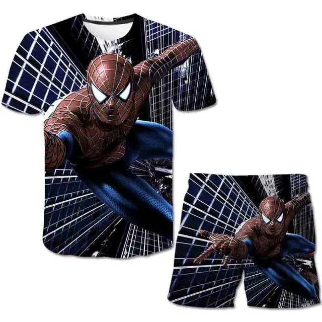 Superhero T-Shirt Costume Hulk - Spiderman Kids Boys Clothes Anime Costume Children Tops   Shorts Set 4, 5, 6, 9, 10, 11-14 Year