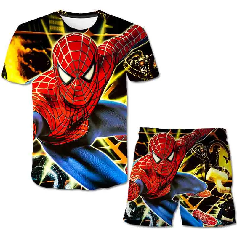 Superhero T-Shirt Costume Hulk - Spiderman Kids Boys Clothes Anime Costume Children Tops   Shorts Set 4, 5, 6, 9, 10, 11-14 Year