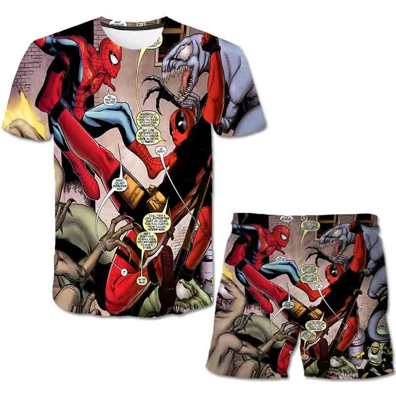 Superhero T-Shirt Costume Hulk - Spiderman Kids Boys Clothes Anime Costume Children Tops   Shorts Set 4, 5, 6, 9, 10, 11-14 Year