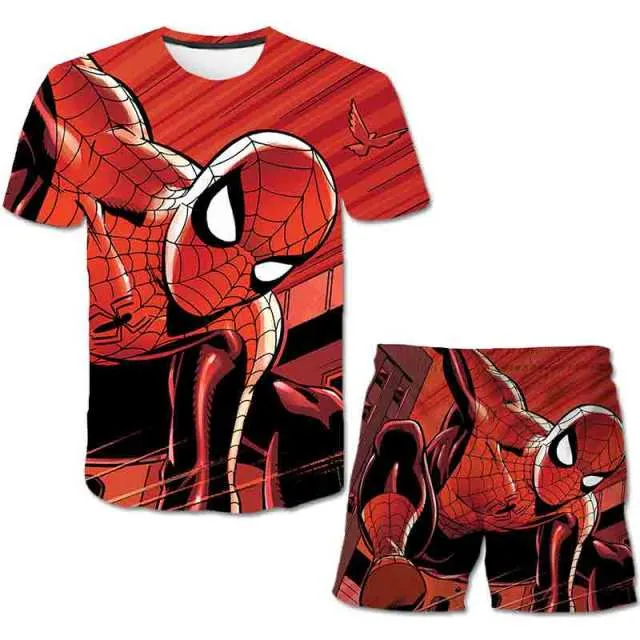 Superhero T-Shirt Costume Hulk - Spiderman Kids Boys Clothes Anime Costume Children Tops   Shorts Set 4, 5, 6, 9, 10, 11-14 Year