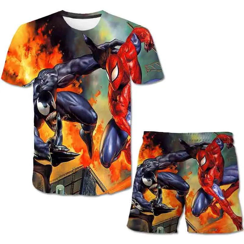 Superhero T-Shirt Costume Hulk - Spiderman Kids Boys Clothes Anime Costume Children Tops   Shorts Set 4, 5, 6, 9, 10, 11-14 Year
