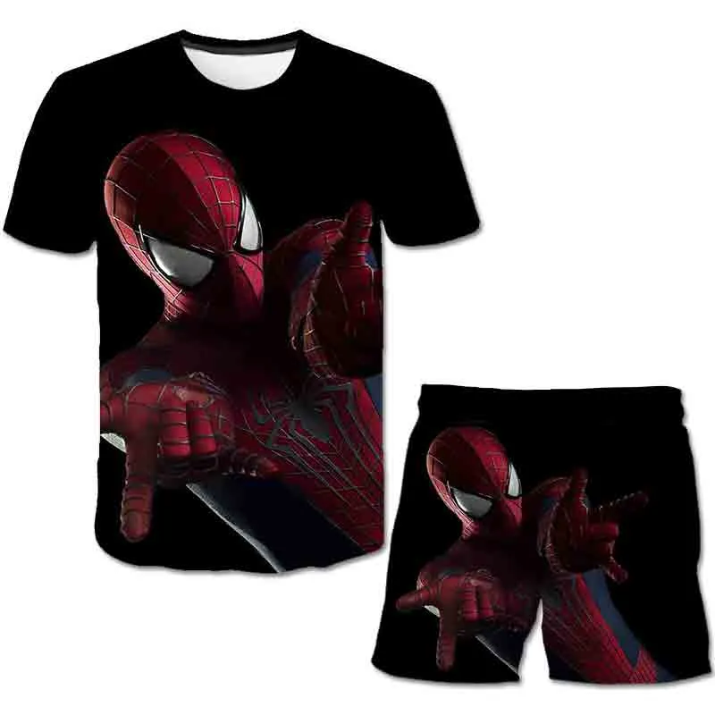 Superhero T-Shirt Costume Hulk - Spiderman Kids Boys Clothes Anime Costume Children Tops   Shorts Set 4, 5, 6, 9, 10, 11-14 Year