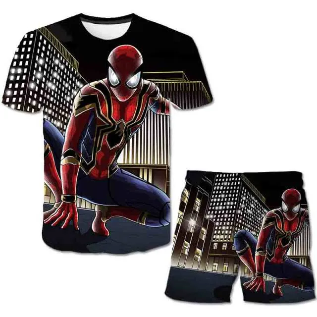 Superhero T-Shirt Costume Hulk - Spiderman Kids Boys Clothes Anime Costume Children Tops   Shorts Set 4, 5, 6, 9, 10, 11-14 Year