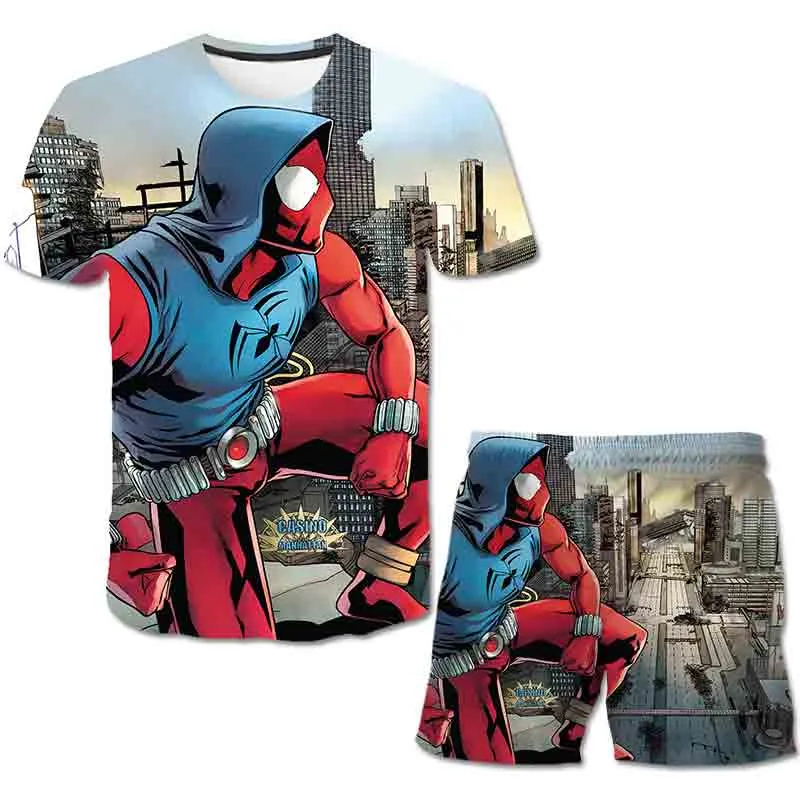 Superhero T-Shirt Costume Hulk - Spiderman Kids Boys Clothes Anime Costume Children Tops   Shorts Set 4, 5, 6, 9, 10, 11-14 Year