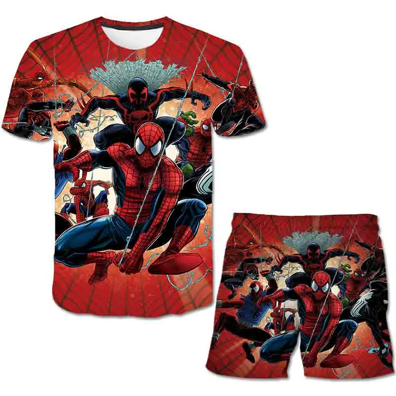 Superhero T-Shirt Costume Hulk - Spiderman Kids Boys Clothes Anime Costume Children Tops   Shorts Set 4, 5, 6, 9, 10, 11-14 Year
