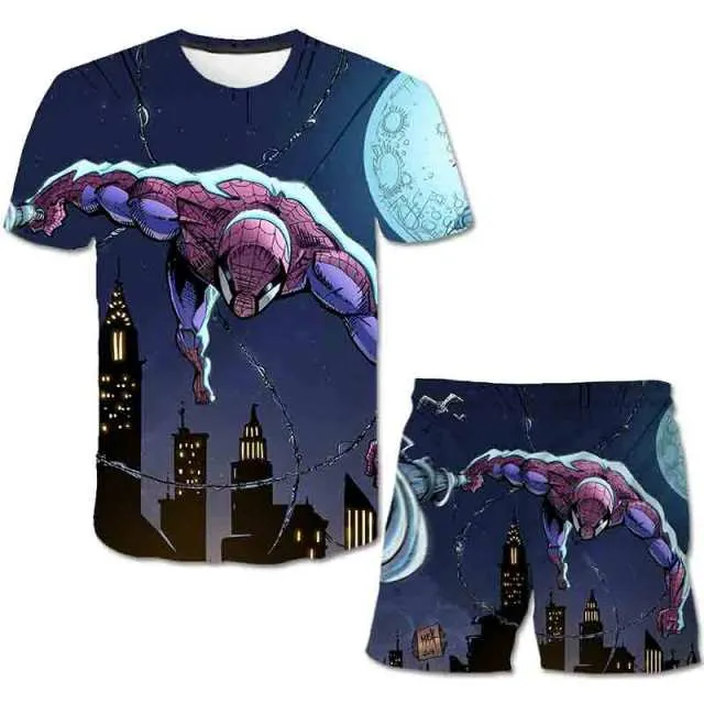 Superhero T-Shirt Costume Hulk - Spiderman Kids Boys Clothes Anime Costume Children Tops   Shorts Set 4, 5, 6, 9, 10, 11-14 Year