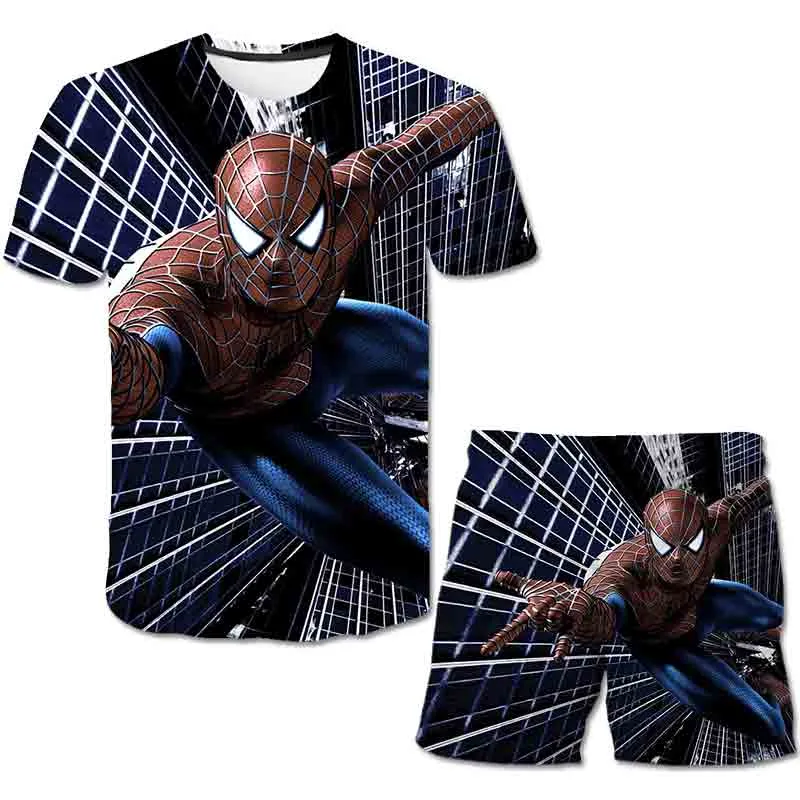 Superhero T-Shirt Costume Hulk - Spiderman Kids Boys Clothes Anime Costume Children Tops   Shorts Set 4, 5, 6, 9, 10, 11-14 Year