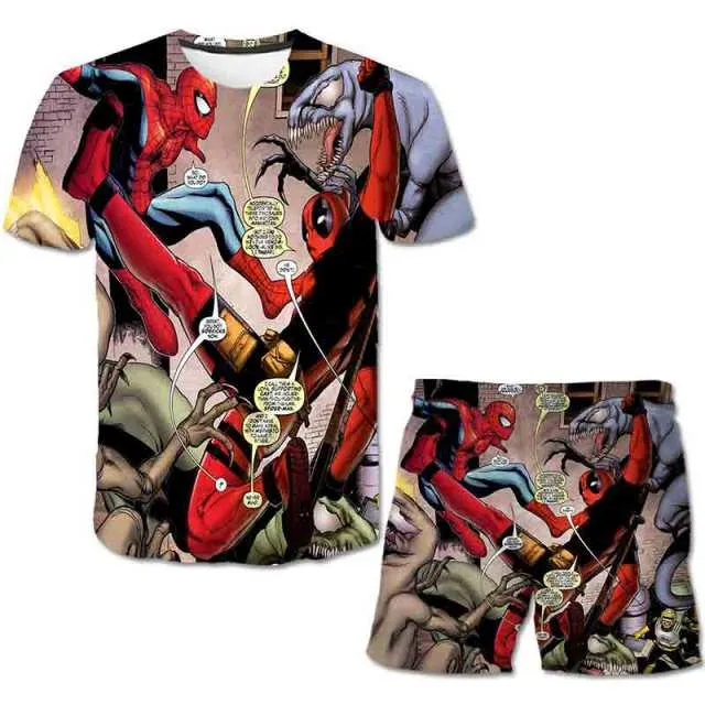 Superhero T-Shirt Costume Hulk - Spiderman Kids Boys Clothes Anime Costume Children Tops   Shorts Set 4, 5, 6, 9, 10, 11-14 Year