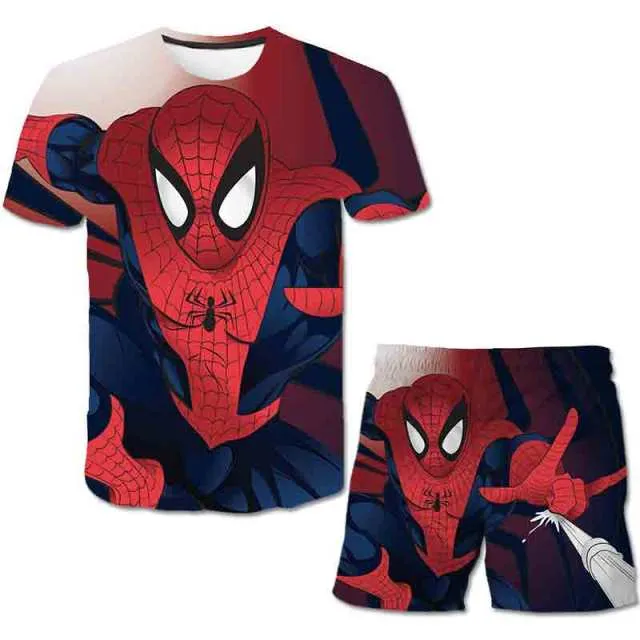 Superhero T-Shirt Costume Hulk - Spiderman Kids Boys Clothes Anime Costume Children Tops   Shorts Set 4, 5, 6, 9, 10, 11-14 Year