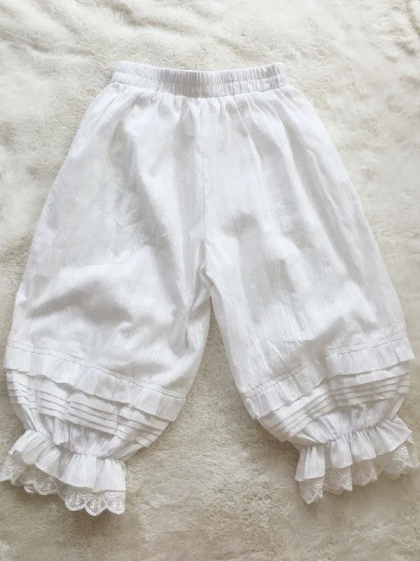 Sweet Lolita Pant Jacquard White Loose Lolita Trousers