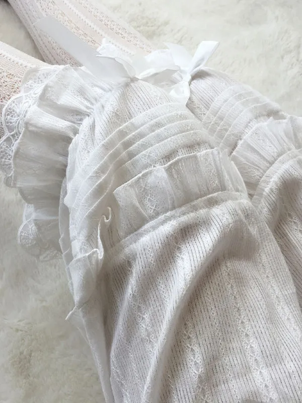 Sweet Lolita Pant Jacquard White Loose Lolita Trousers