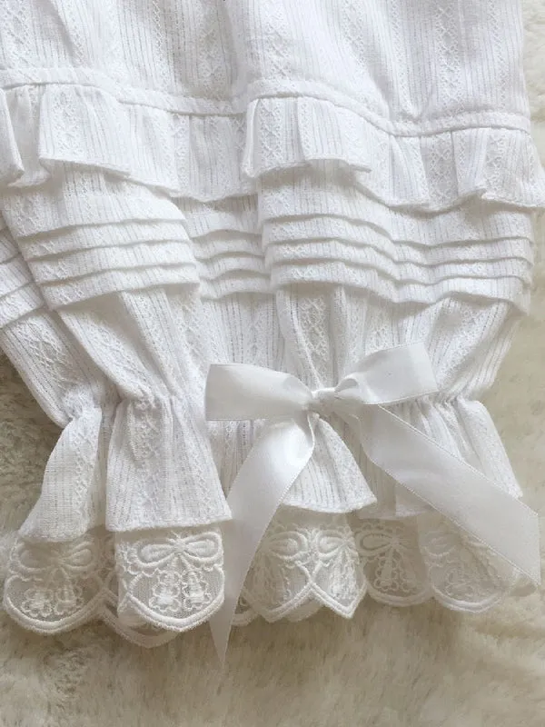 Sweet Lolita Pant Jacquard White Loose Lolita Trousers