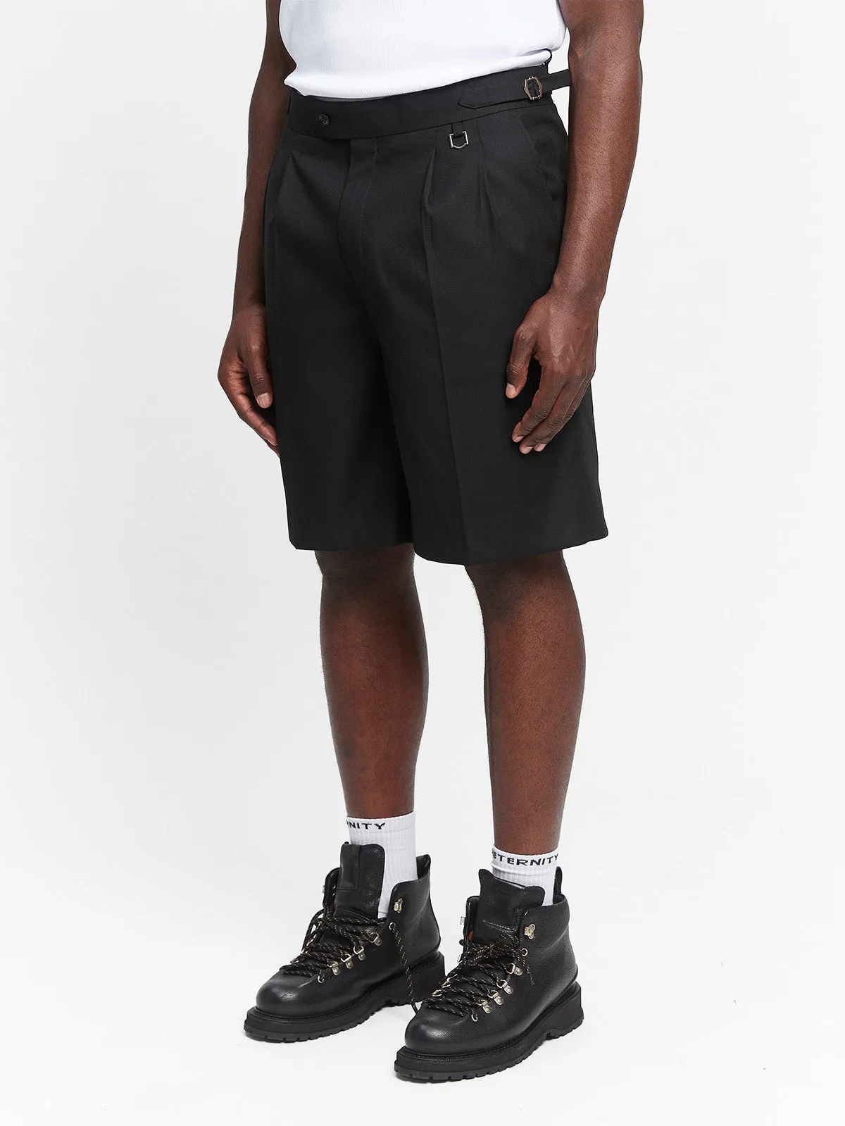 TAILORED BAGGY SHORTS - BLACK