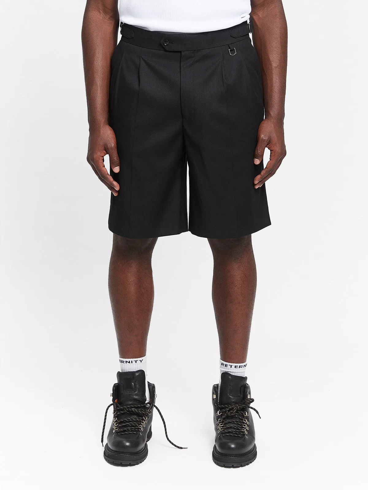 TAILORED BAGGY SHORTS - BLACK