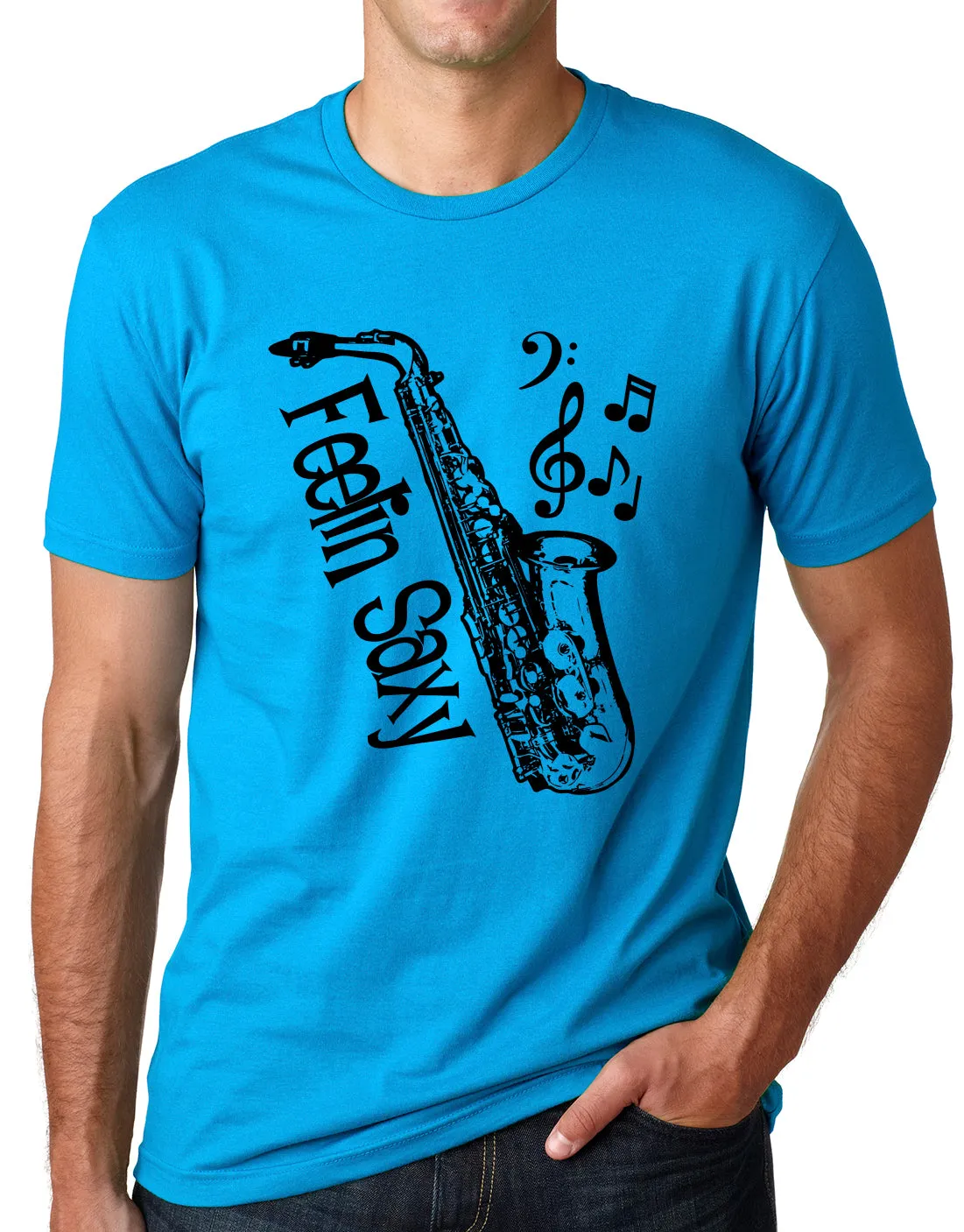 Think Out Loud Apparel Feelin Saxy Funny Saxophone T-Shirt Sax Humor Tee