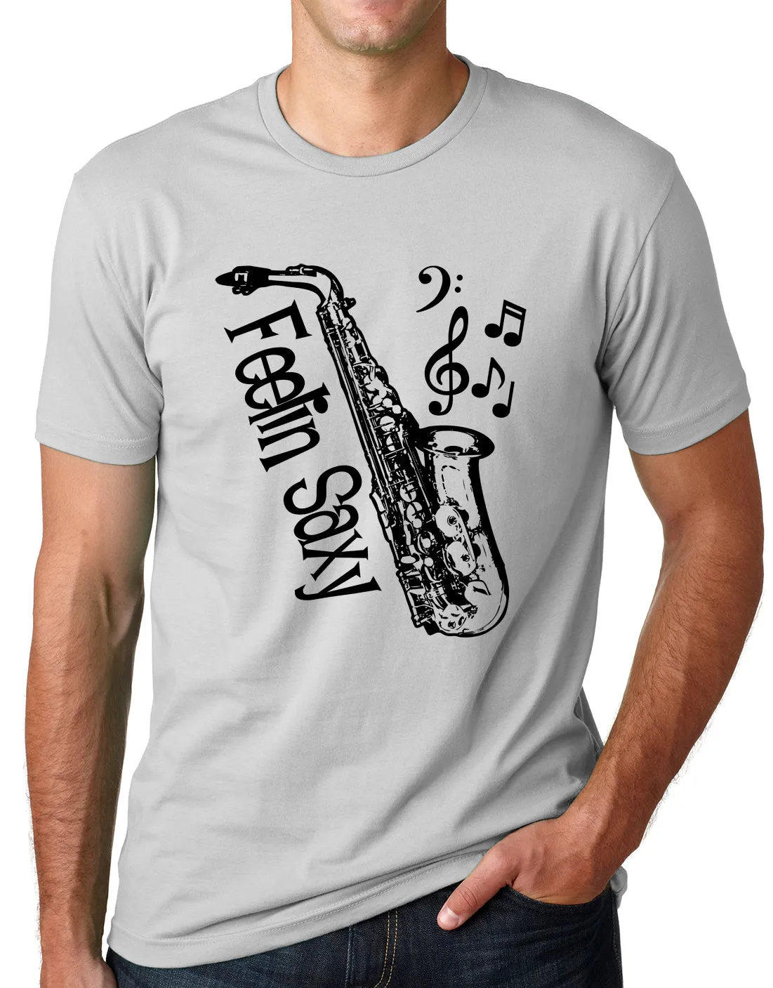 Think Out Loud Apparel Feelin Saxy Funny Saxophone T-Shirt Sax Humor Tee