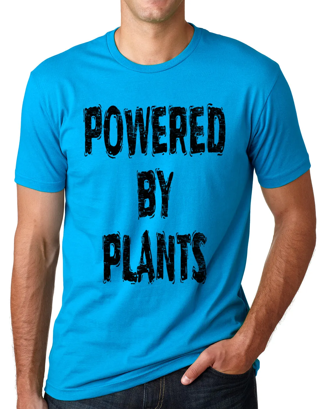 Think Out Loud Apparel Powered by plants Funny Vegetarian T shirt Vegan humor tee