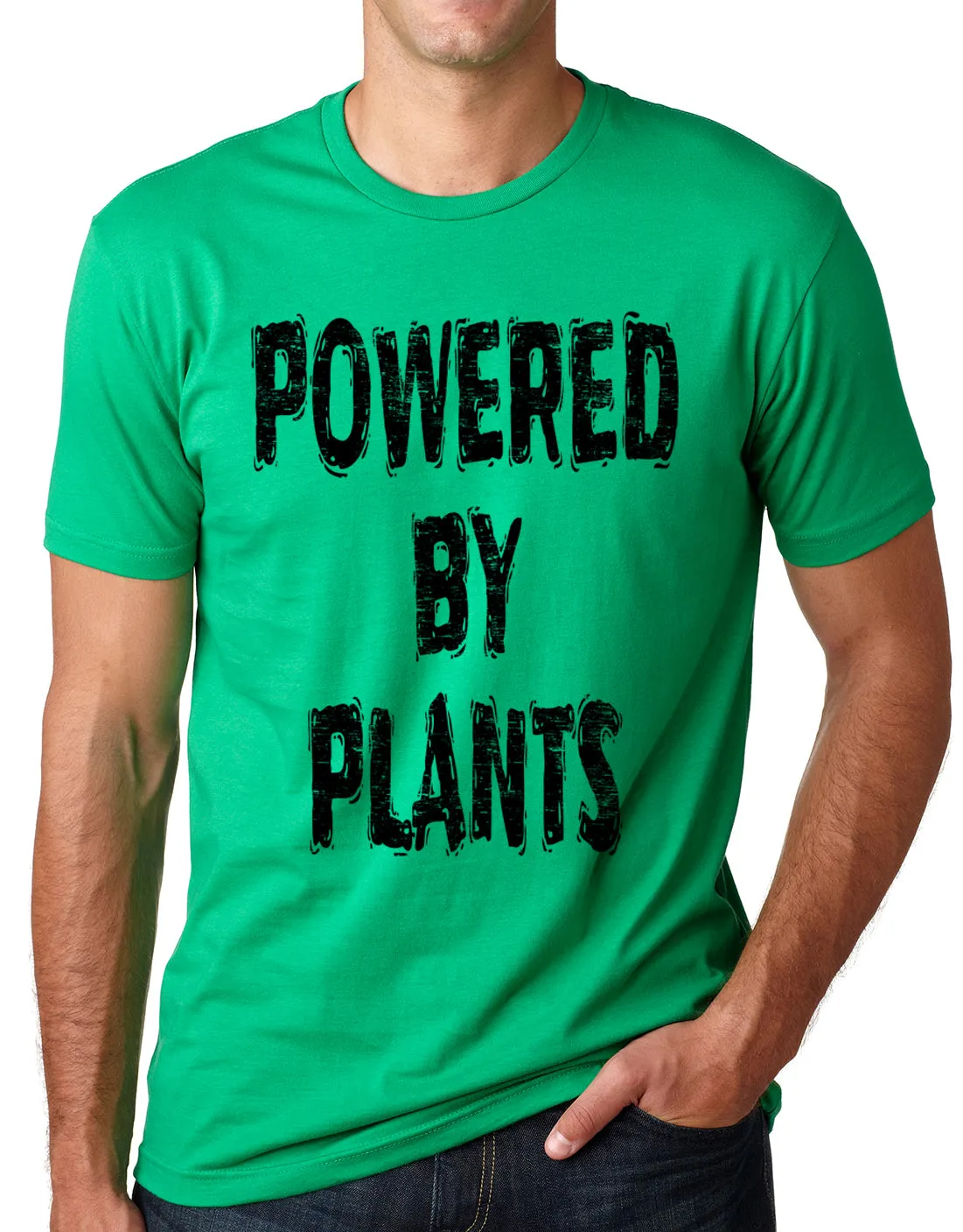 Think Out Loud Apparel Powered by plants Funny Vegetarian T shirt Vegan humor tee