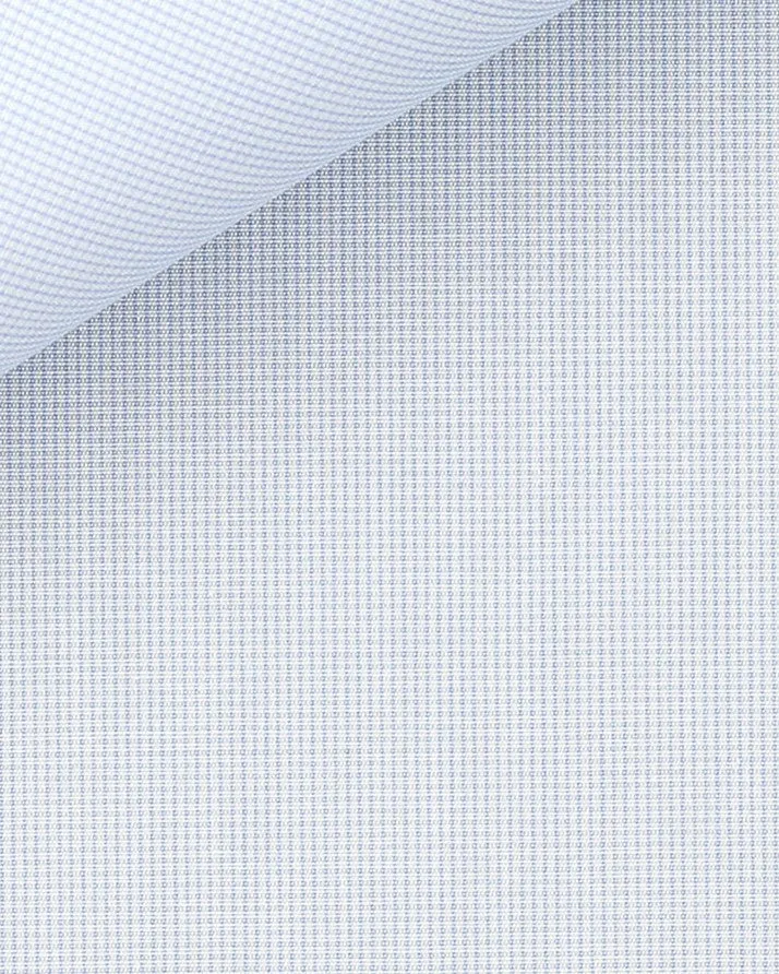 Thomas Mason Blue Micro Grid Poplin 120s