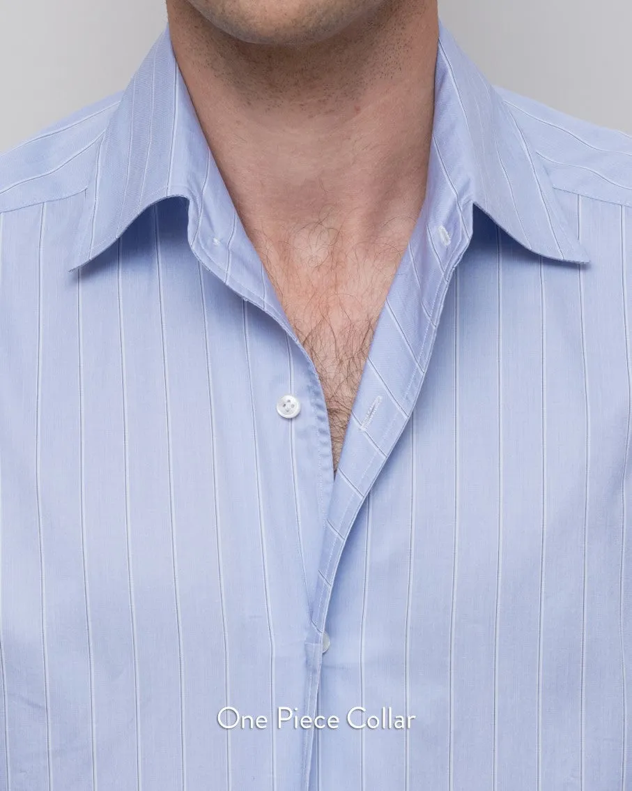 Thomas Mason Light Blue Reverse Stripe 120s