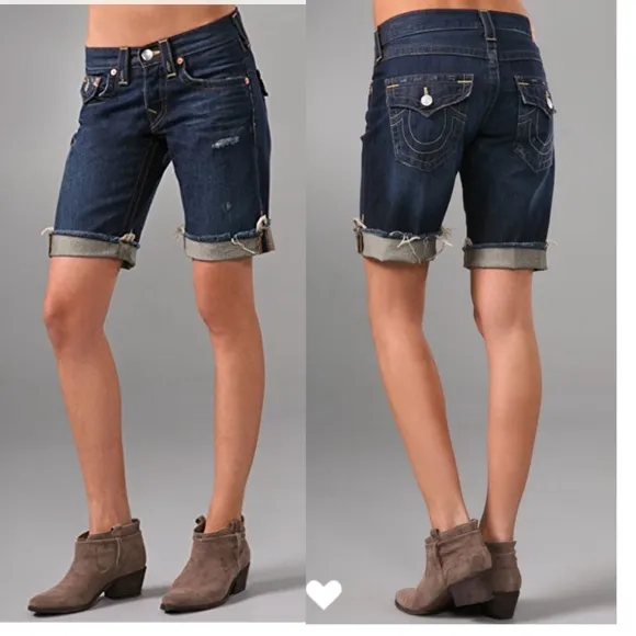 True Religion Riley Shorts Distressing, Fry hem