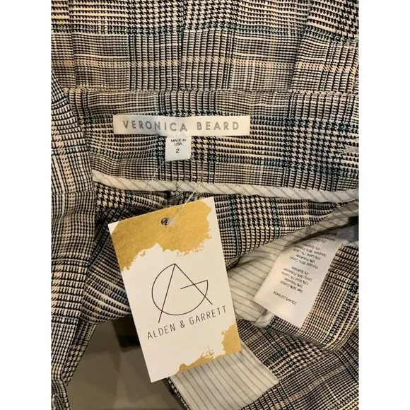 Veronica Beard &quot;Baga&quot; Black &amp; White Prince Of Wales Checked Belted Shorts Size 2