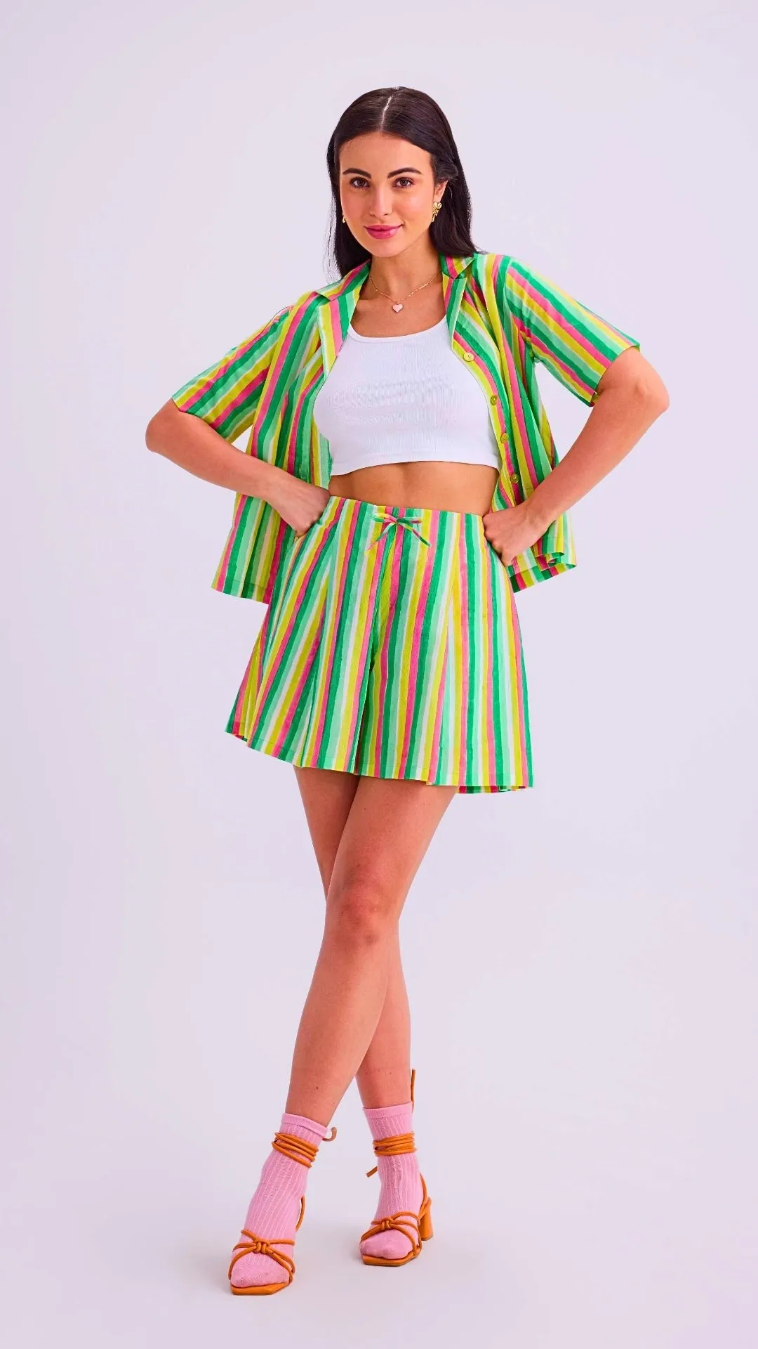 Vesper Shirt & Dottie Shorts, Sherbet Lime