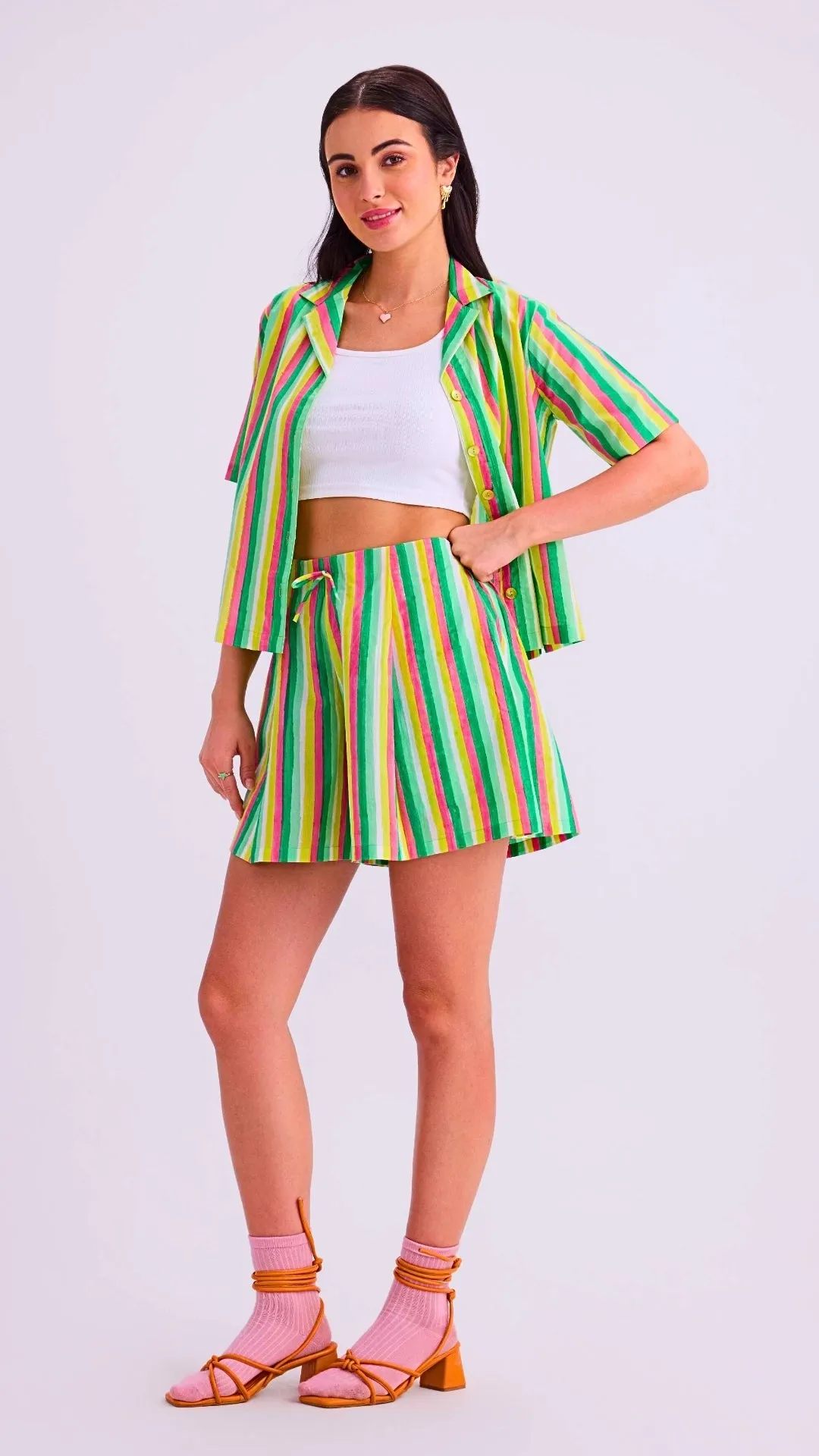 Vesper Shirt & Dottie Shorts, Sherbet Lime