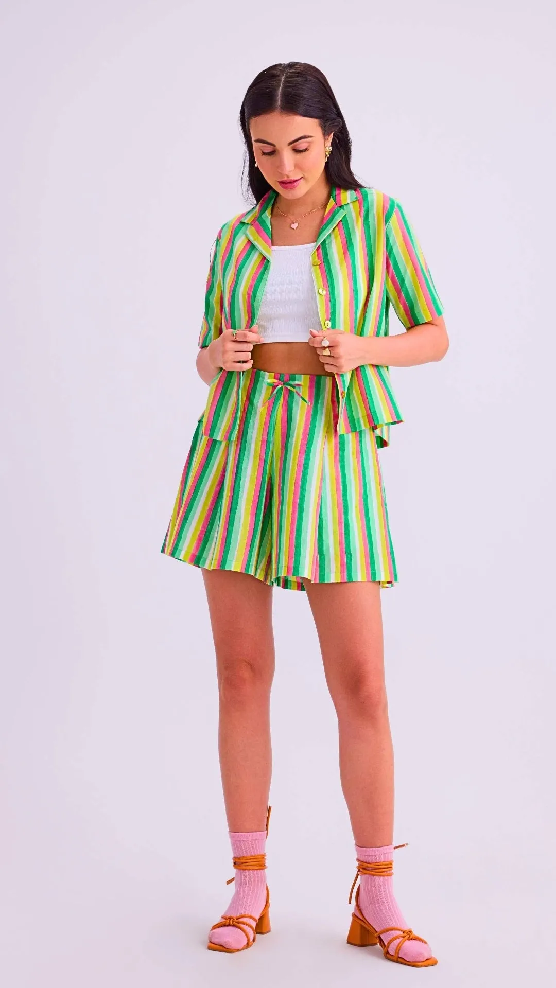 Vesper Shirt & Dottie Shorts, Sherbet Lime