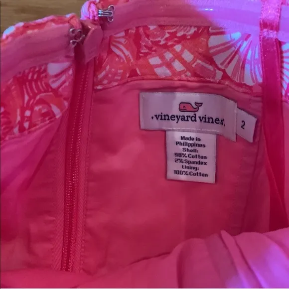 Vineyard Vines structured pink shell dress with ribbing