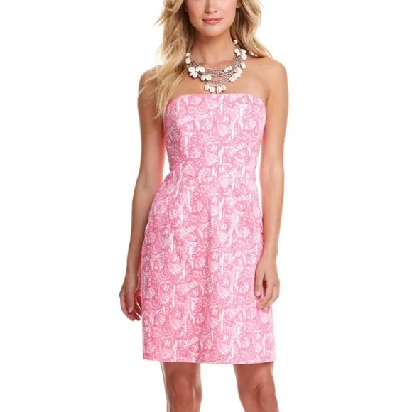 Vineyard Vines structured pink shell dress with ribbing