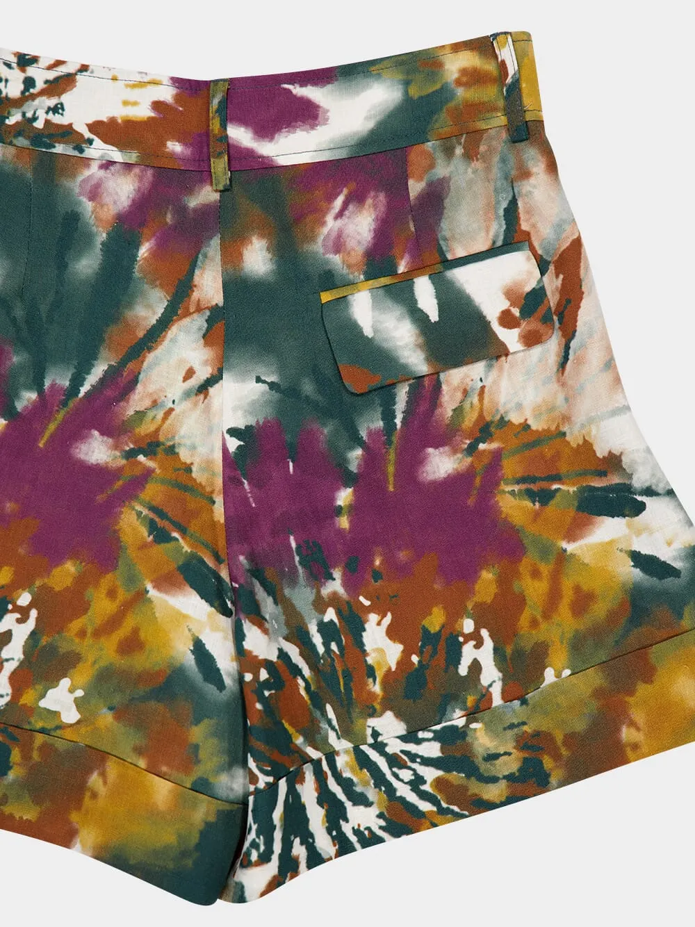 Virgo Ocotillo Printed Linen Wide-Leg Shorts