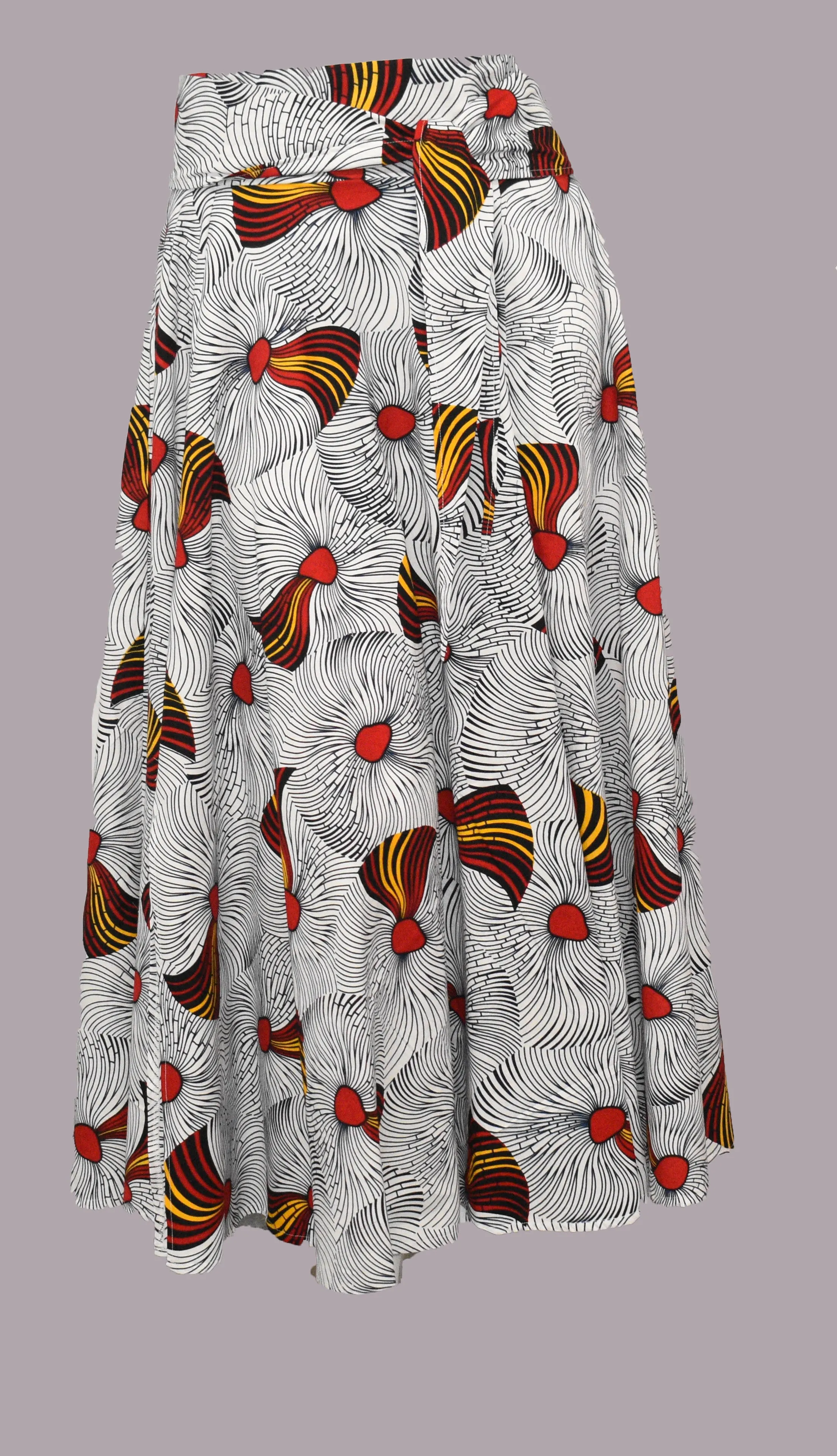 White Long Maxi Skirt Original Superior Dutch Hollandais Printed UV Fabric