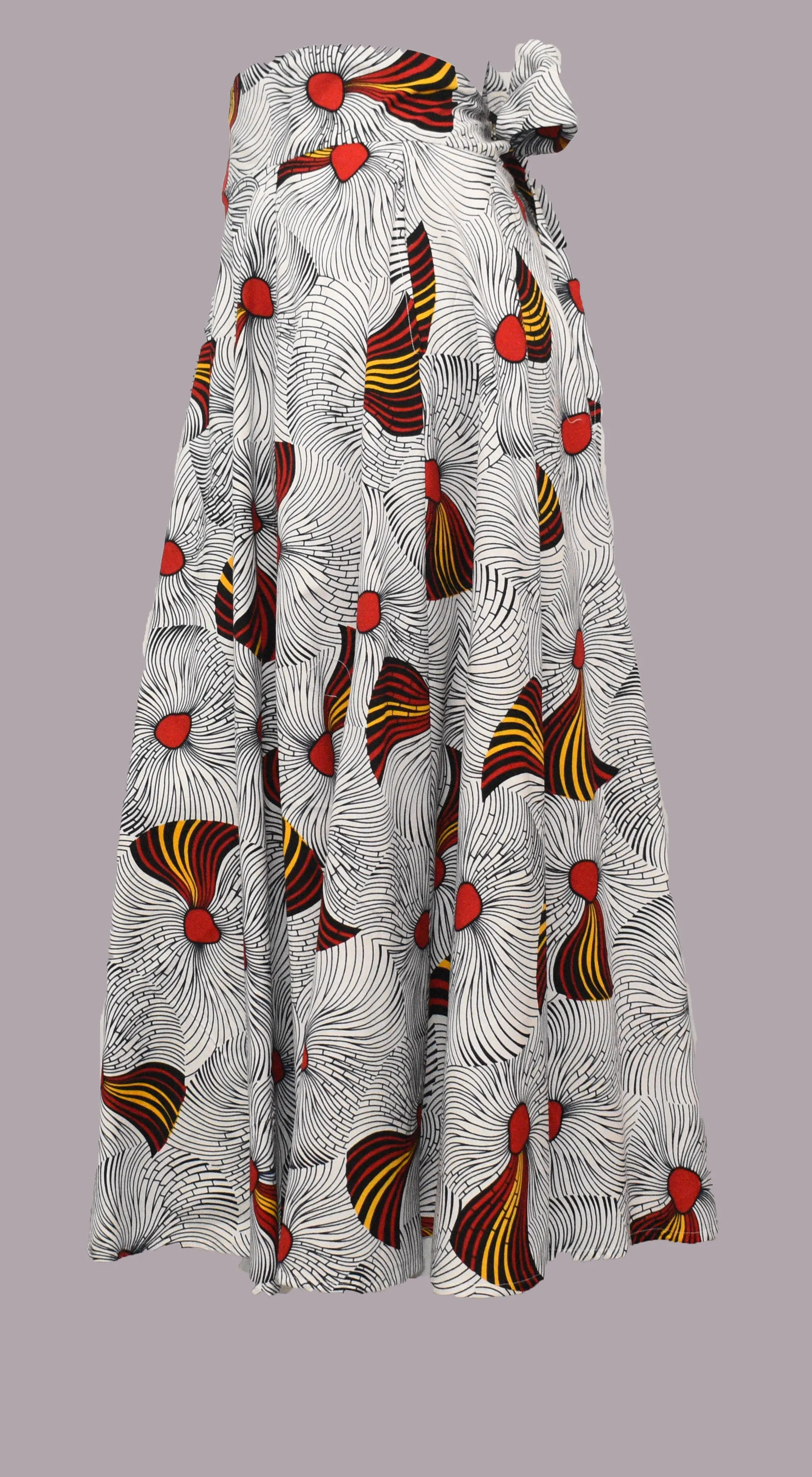 White Long Maxi Skirt Original Superior Dutch Hollandais Printed UV Fabric