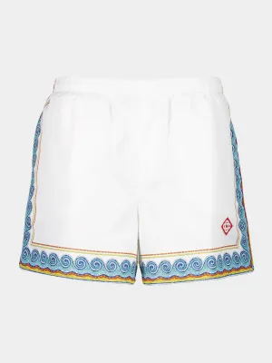 White Printed Beach Club Swim Shorts