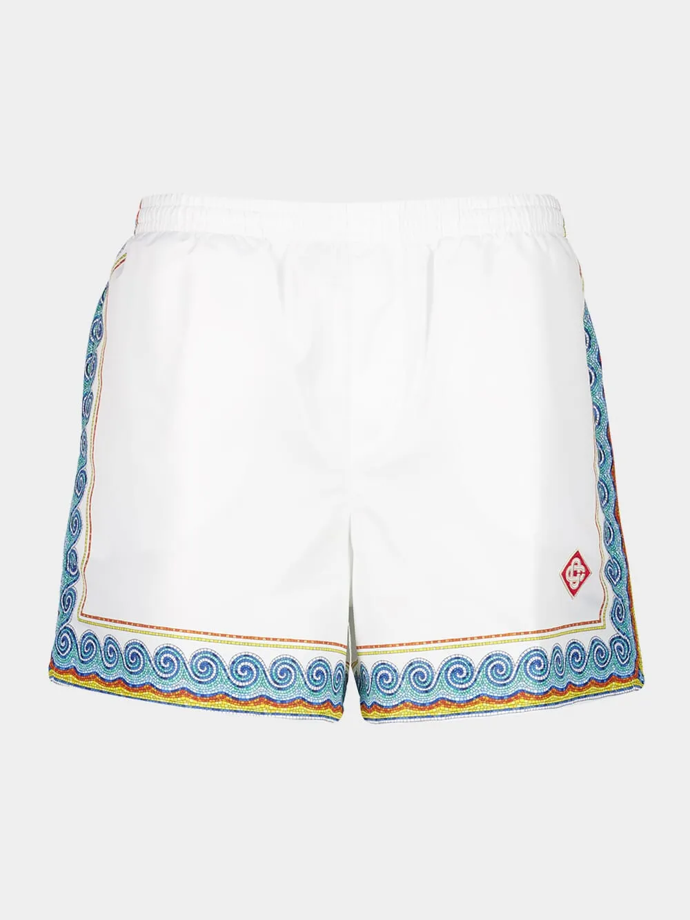 White Printed Beach Club Swim Shorts