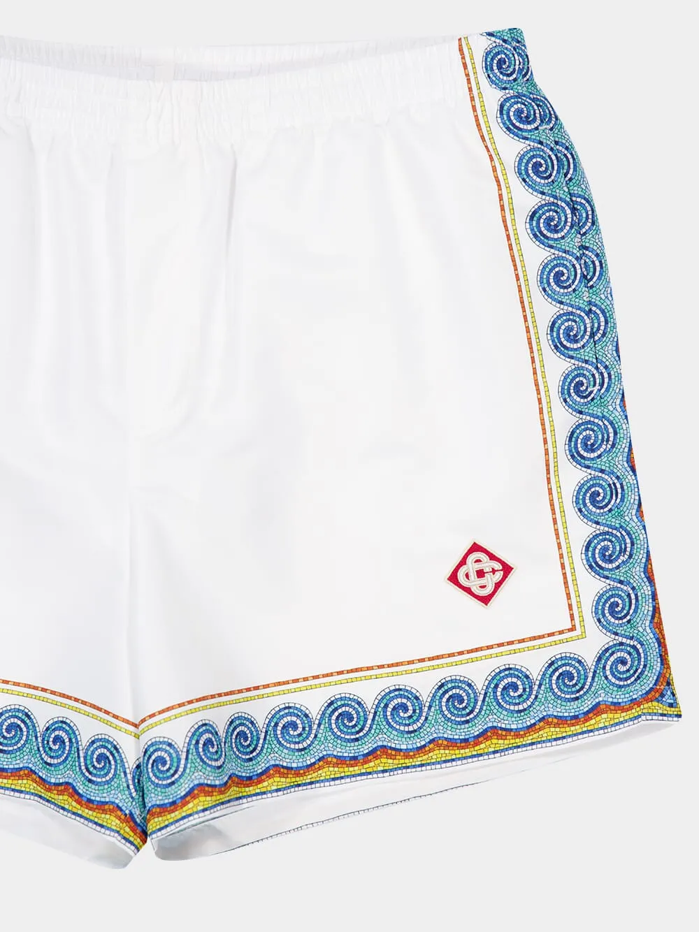 White Printed Beach Club Swim Shorts