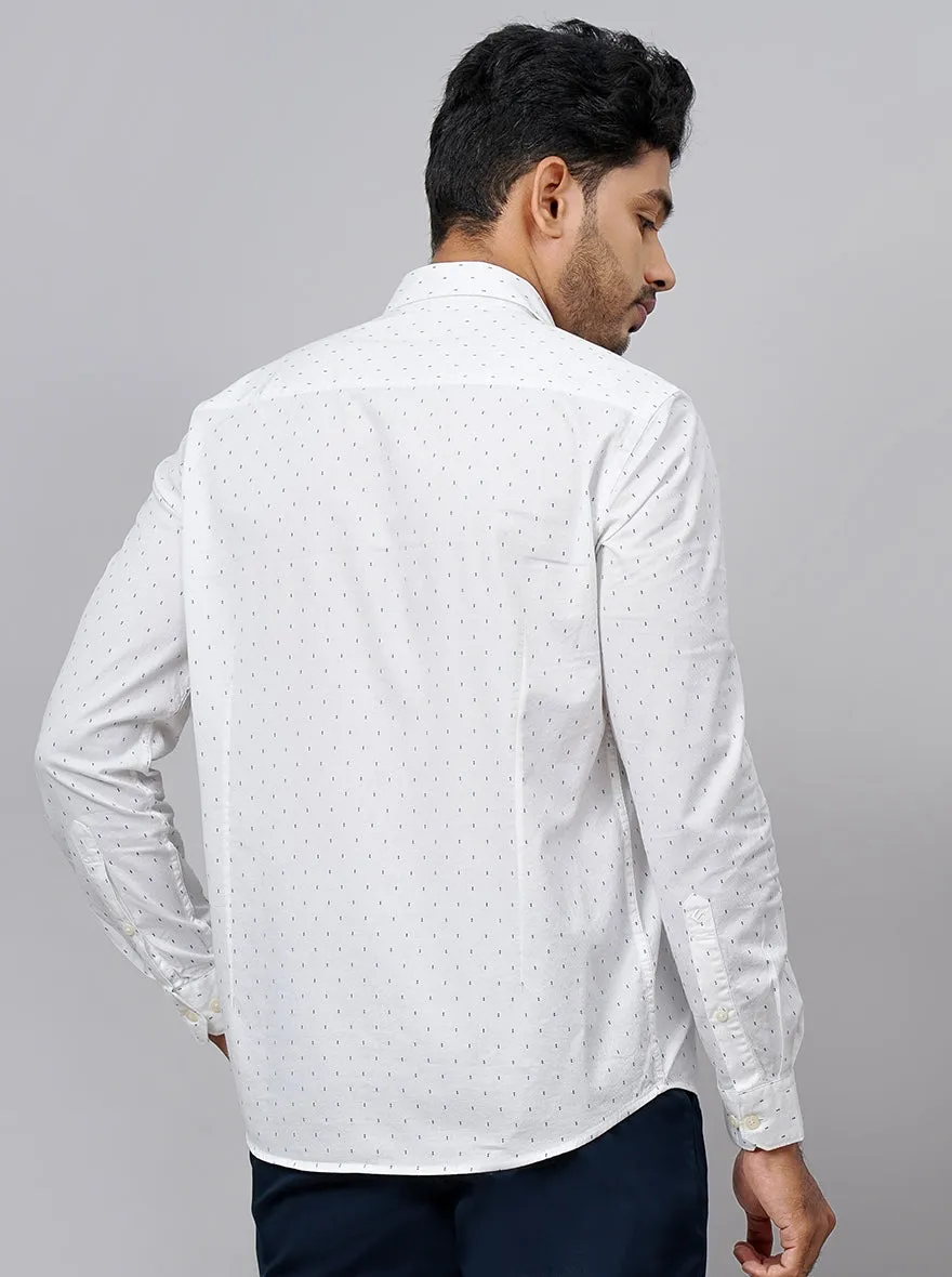 White Printed Smart Fit Semi Casual Shirt | Greenfibre