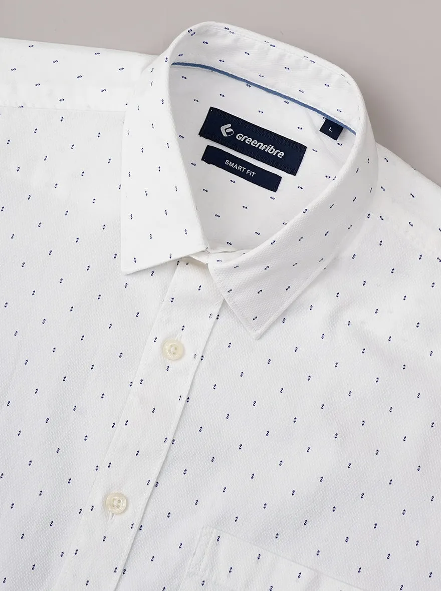 White Printed Smart Fit Semi Casual Shirt | Greenfibre
