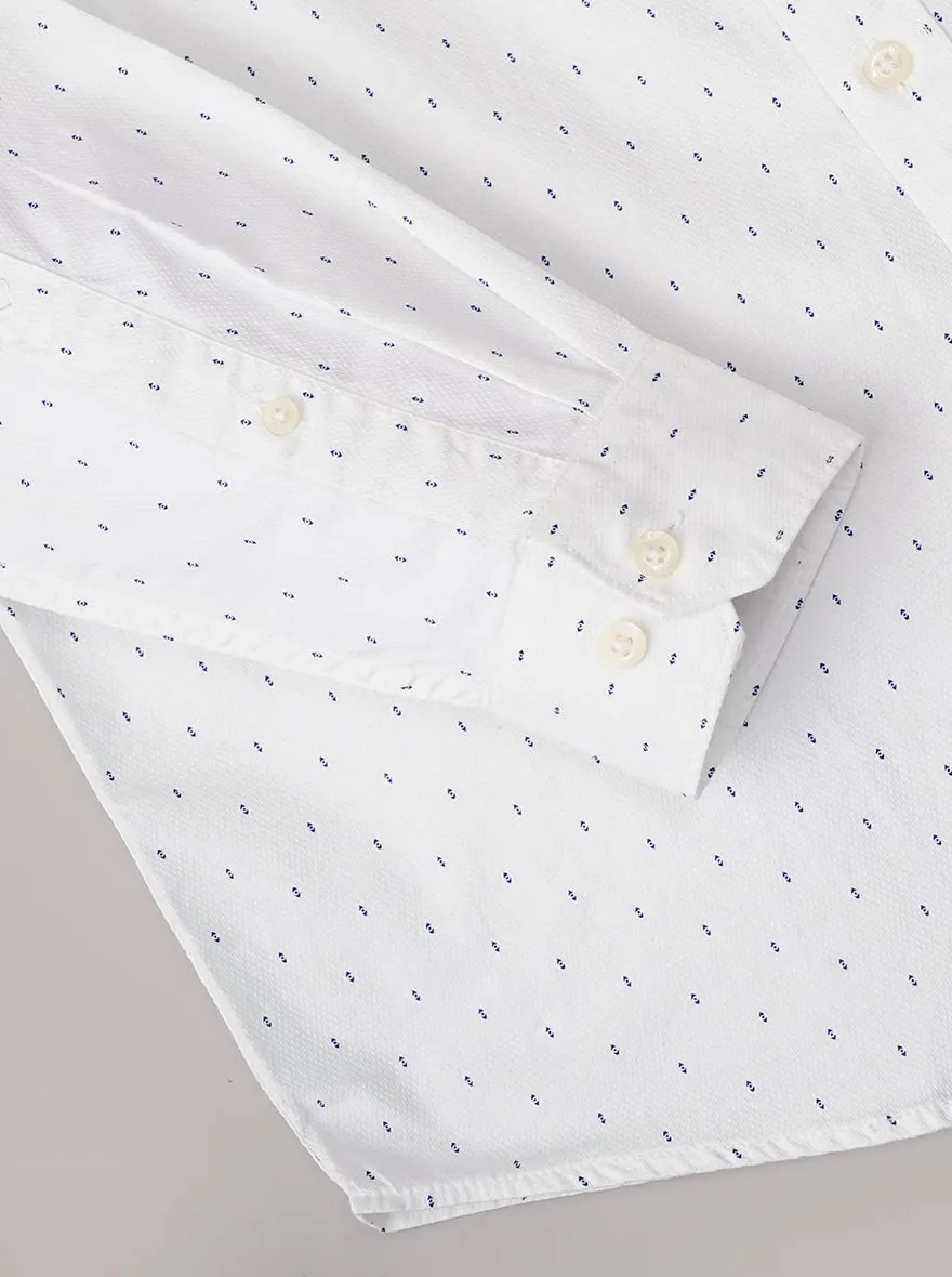 White Printed Smart Fit Semi Casual Shirt | Greenfibre