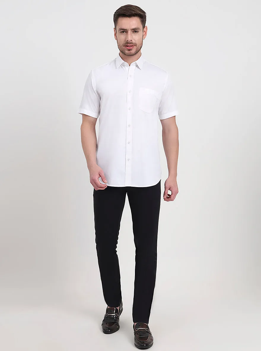 White Solid Smart Fit Semi Casual Shirt | JadeBlue