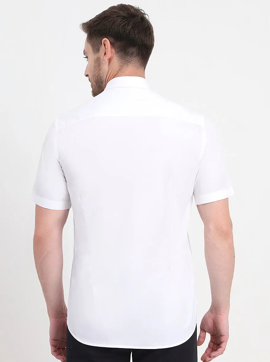 White Solid Smart Fit Semi Casual Shirt | JadeBlue