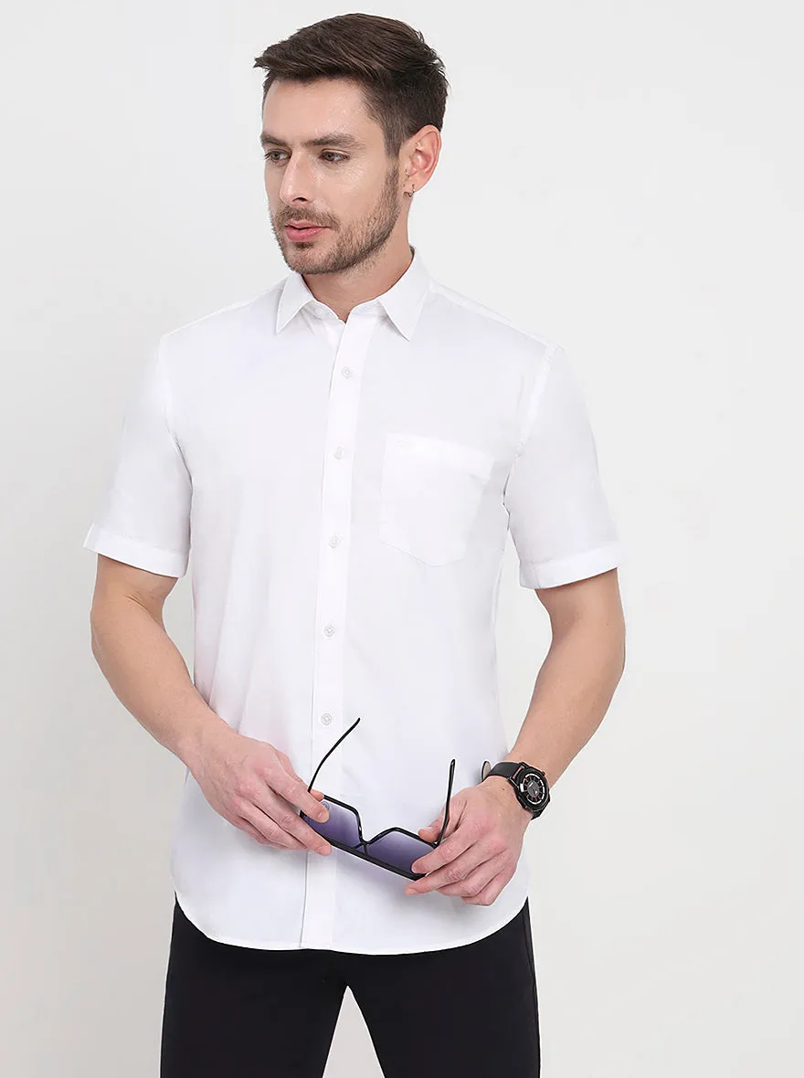 White Solid Smart Fit Semi Casual Shirt | JadeBlue